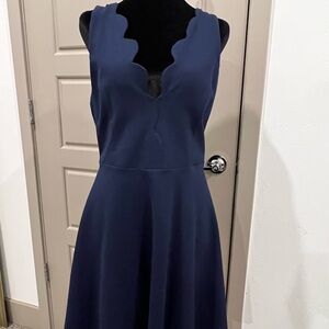 Nasty Gal Navy Scalloped Midi Dress